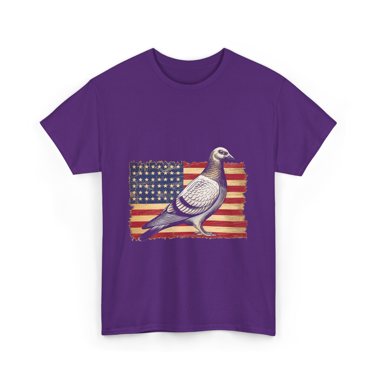 Pigeon Bird USA Flag Pigeon T-Shirt - Purple