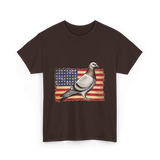 Pigeon Bird USA Flag Pigeon T-Shirt - Dark Chocolate