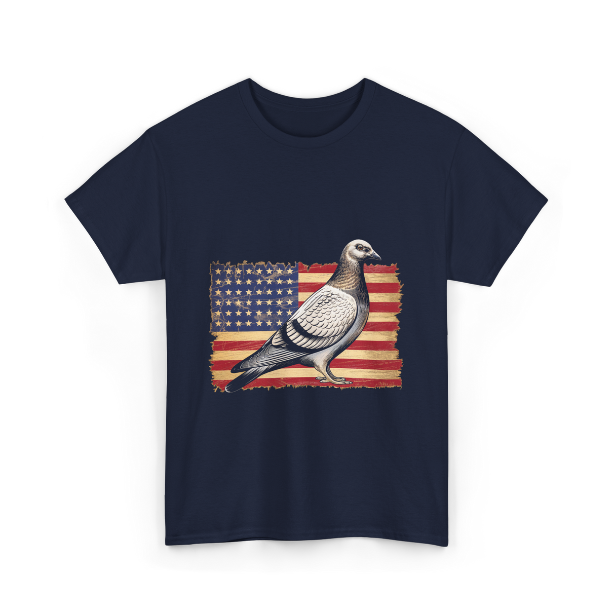 Pigeon Bird USA Flag Pigeon T-Shirt - Navy