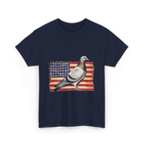 Pigeon Bird USA Flag Pigeon T-Shirt - Navy