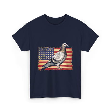 Pigeon Bird USA Flag Pigeon T-Shirt - Navy