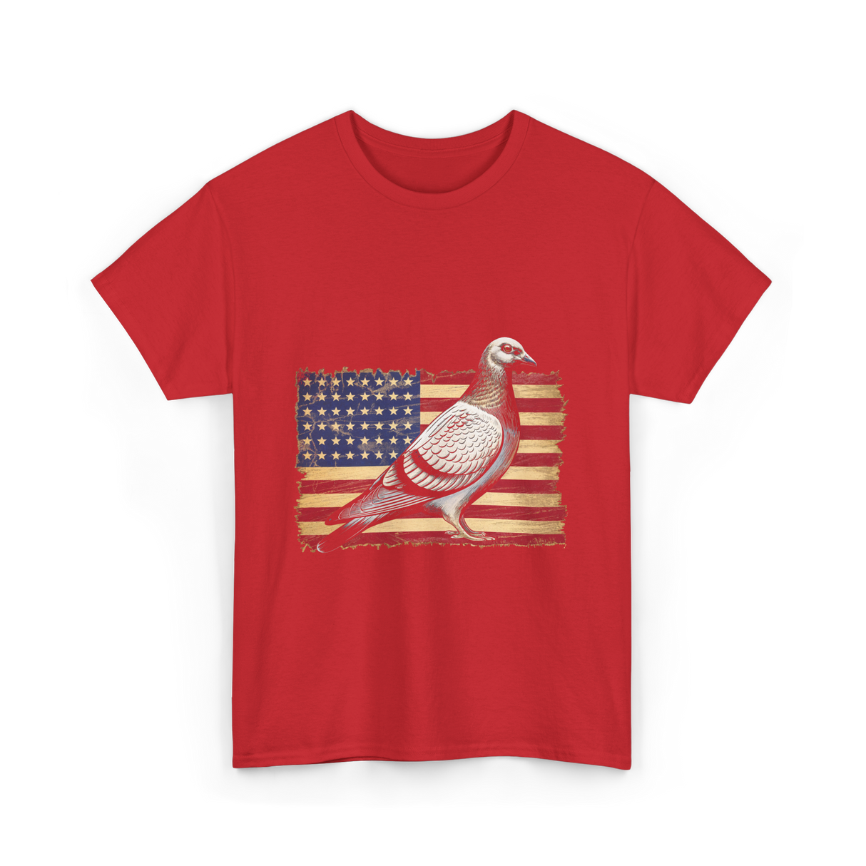 Pigeon Bird USA Flag Pigeon T-Shirt - Red