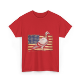 Pigeon Bird USA Flag Pigeon T-Shirt - Red