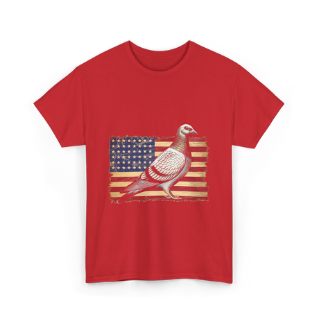 Pigeon Bird USA Flag Pigeon T-Shirt - Red