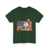 Pigeon Bird USA Flag Pigeon T-Shirt - Forest Green