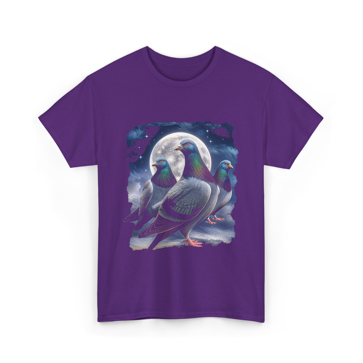 Pigeons Howling at Moon Pigeon T-Shirt - Purple