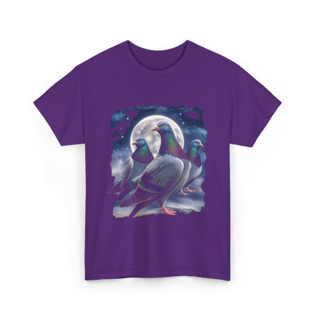 Pigeons Howling at Moon Pigeon T-Shirt - Purple