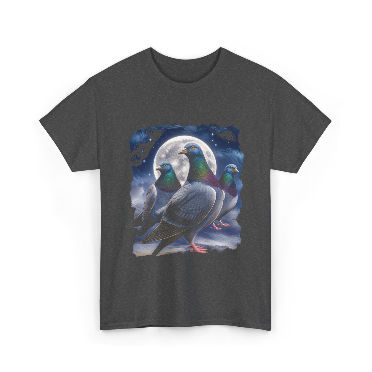 Pigeons Howling at Moon Pigeon T-Shirt - Dark Heather