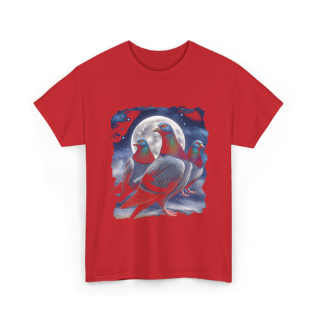 Pigeons Howling at Moon Pigeon T-Shirt - Red