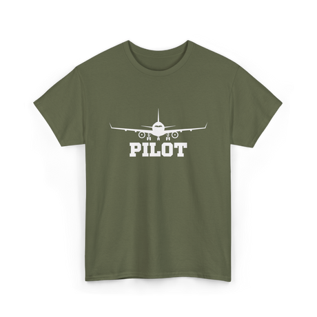 Pilot Aviation Airplane Flight T-Shirt - Military Green