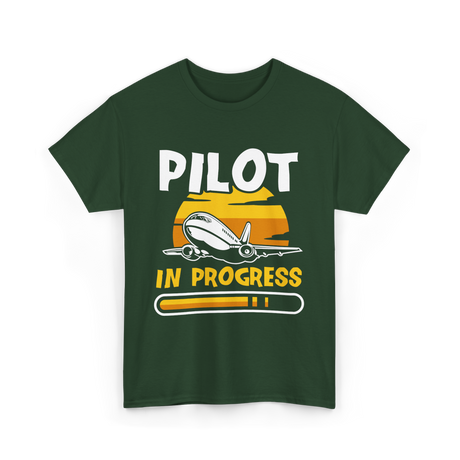 Pilot In Progress Aviation Pilot T-Shirt - Forest Green