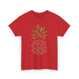 Pineapple Flamingo Tropical Design T-Shirt - Red