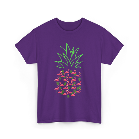 Pineapple Flamingo Tropical Design T-Shirt - Purple