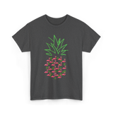 Pineapple Flamingo Tropical Design T-Shirt - Dark Heather