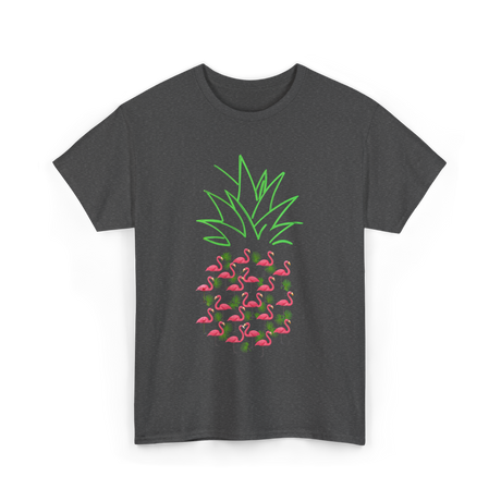 Pineapple Flamingo Tropical Design T-Shirt - Dark Heather