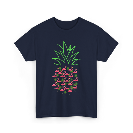 Pineapple Flamingo Tropical Design T-Shirt - Navy