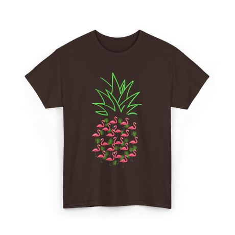 Pineapple Flamingo Tropical Design T-Shirt - Dark Chocolate