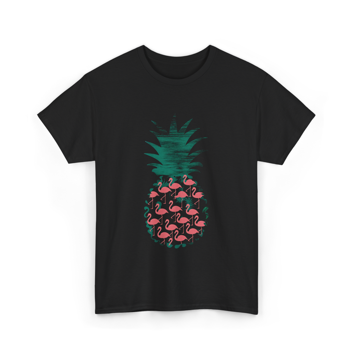 Pineapple Flamingos Tropical T-Shirt - Black