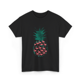 Pineapple Flamingos Tropical T-Shirt - Black