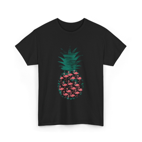 Pineapple Flamingos Tropical T-Shirt - Black