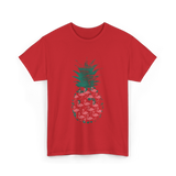 Pineapple Flamingos Tropical T-Shirt - Red