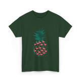 Pineapple Flamingos Tropical T-Shirt - Forest Green