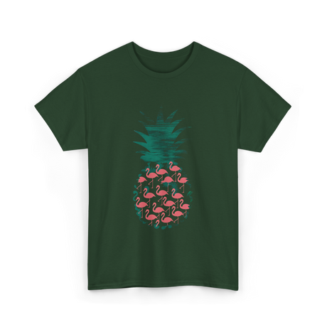 Pineapple Flamingos Tropical T-Shirt - Forest Green