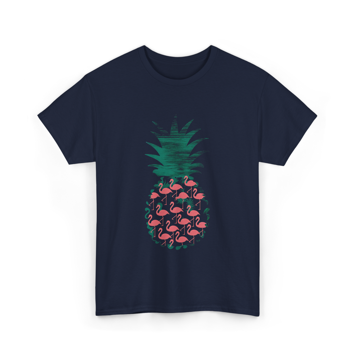 Pineapple Flamingos Tropical T-Shirt - Navy