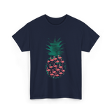 Pineapple Flamingos Tropical T-Shirt - Navy