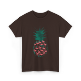 Pineapple Flamingos Tropical T-Shirt - Dark Chocolate