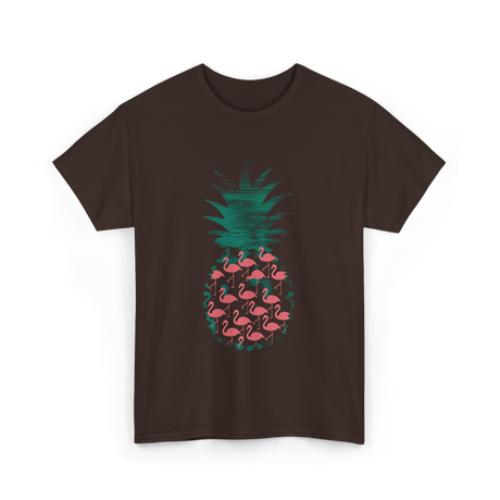 Pineapple Flamingos Tropical T-Shirt - Dark Chocolate