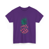 Pineapple Flamingos Tropical T-Shirt - Purple