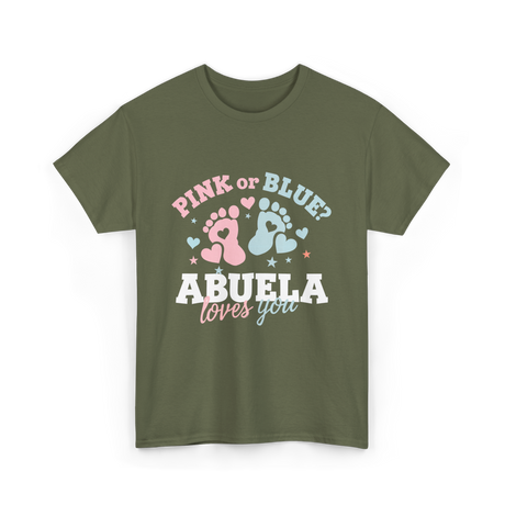 Pink or Blue Abuela Love T-Shirt - Military Green