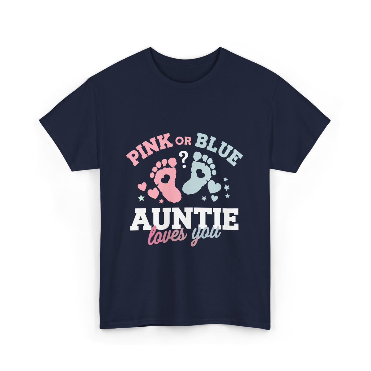 Pink or Blue Auntie Love T-Shirt - Navy