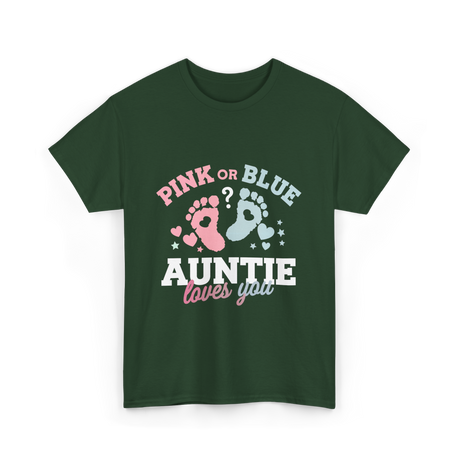 Pink or Blue Auntie Love T-Shirt - Forest Green