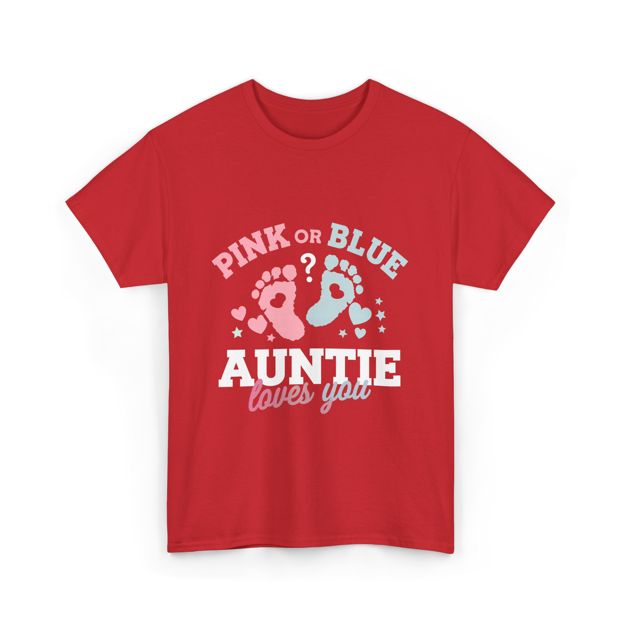 Pink or Blue Auntie Love T-Shirt - Red