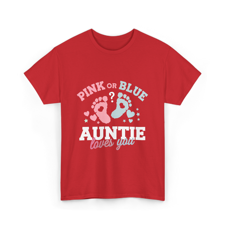 Pink or Blue Auntie Love T-Shirt - Red