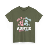 Pink or Blue Auntie Love T-Shirt - Military Green