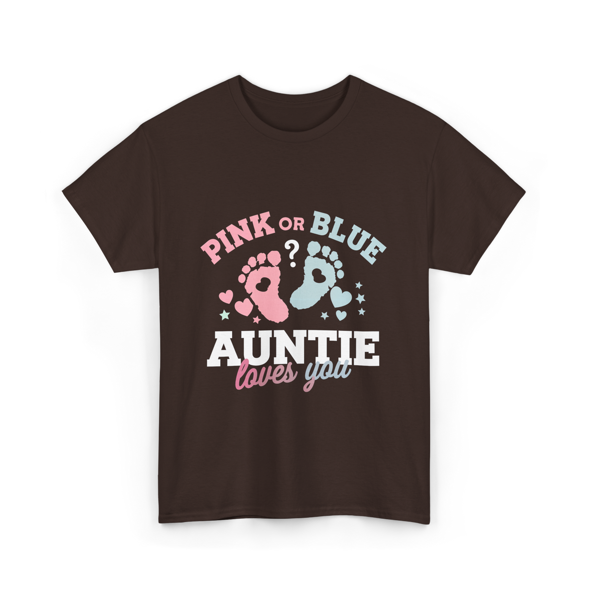 Pink or Blue Auntie Love T-Shirt - Dark Chocolate