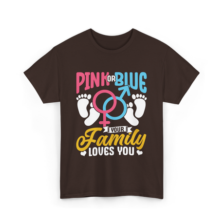 Pink or Blue Family Love T-Shirt - Dark Chocolate