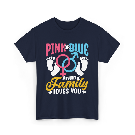 Pink or Blue Family Love T-Shirt - Navy