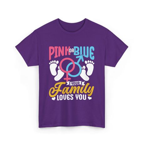 Pink or Blue Family Love T-Shirt - Purple