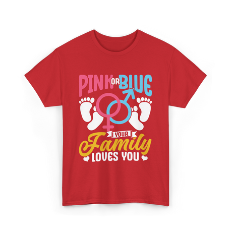 Pink or Blue Family Love T-Shirt - Red