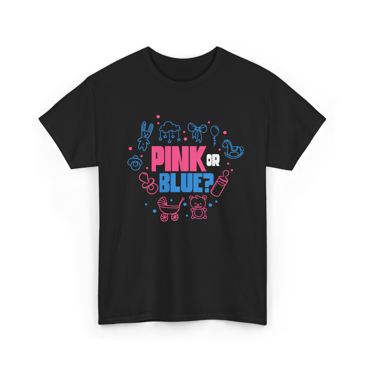 Pink or Blue Gender Reveal Party T-Shirt - Black