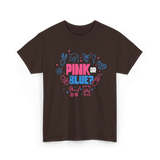 Pink or Blue Gender Reveal Party T-Shirt - Dark Chocolate