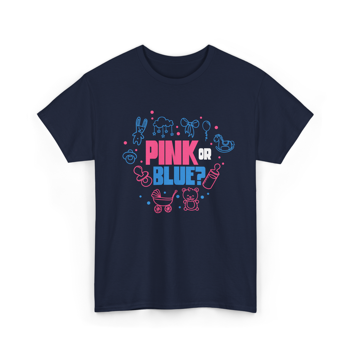 Pink or Blue Gender Reveal Party T-Shirt - Navy