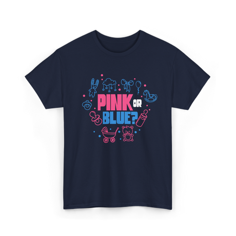 Pink or Blue Gender Reveal Party T-Shirt - Navy