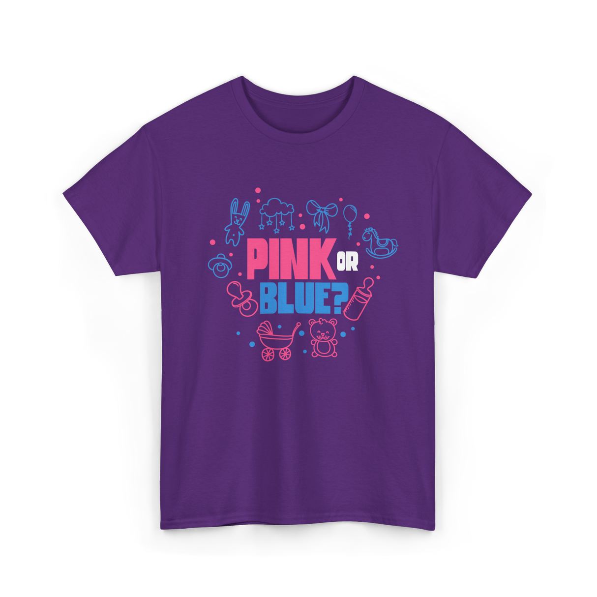 Pink or Blue Gender Reveal Party T-Shirt - Purple