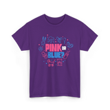 Pink or Blue Gender Reveal Party T-Shirt - Purple