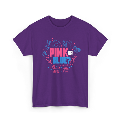 Pink or Blue Gender Reveal Party T-Shirt - Purple